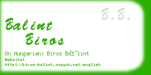 balint biros business card